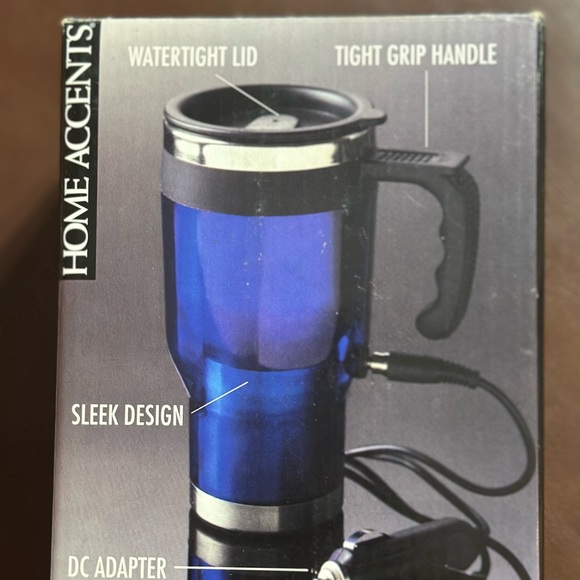 2 NEW HOME ACCENTS STAINLESS STEEL TRAVEL MUG W/AC CAR ADAPTERS $19 Each - Picture 4 of 4